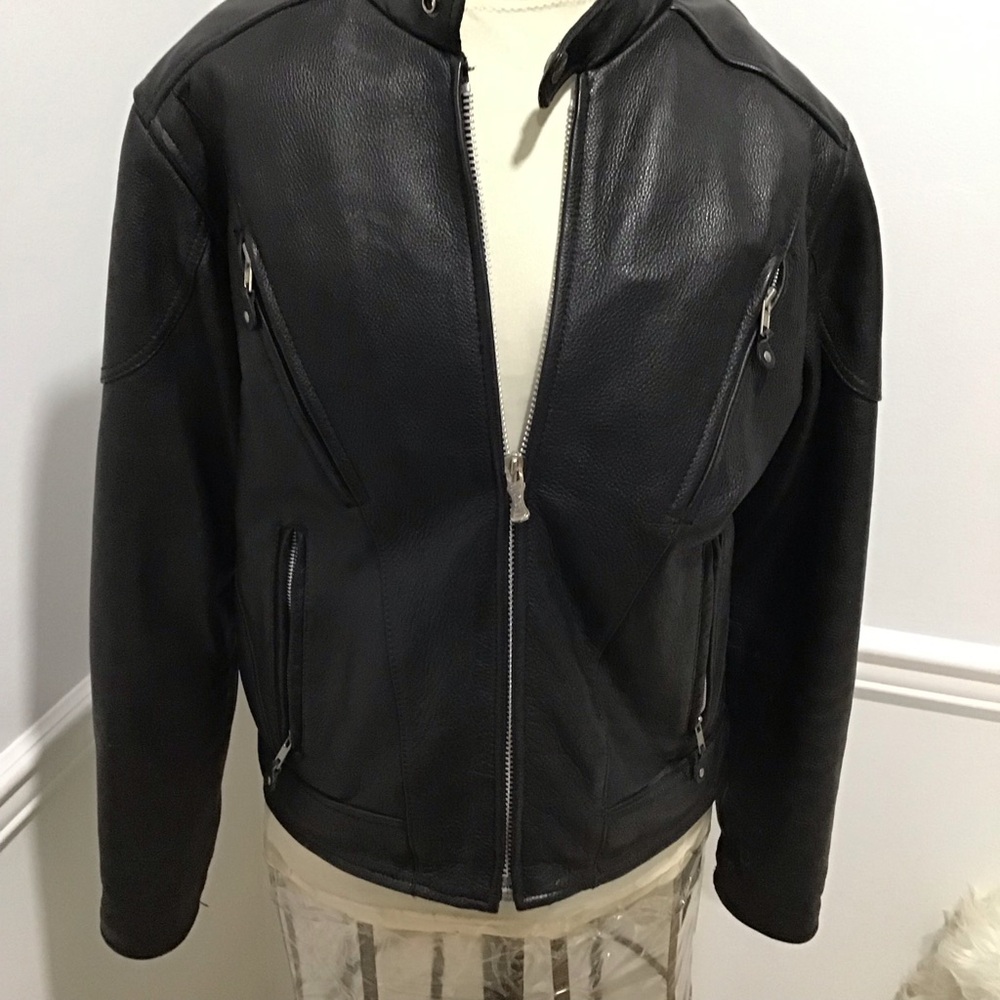Wilsons Leather Black Bomber Jacket with Ribbed Waist